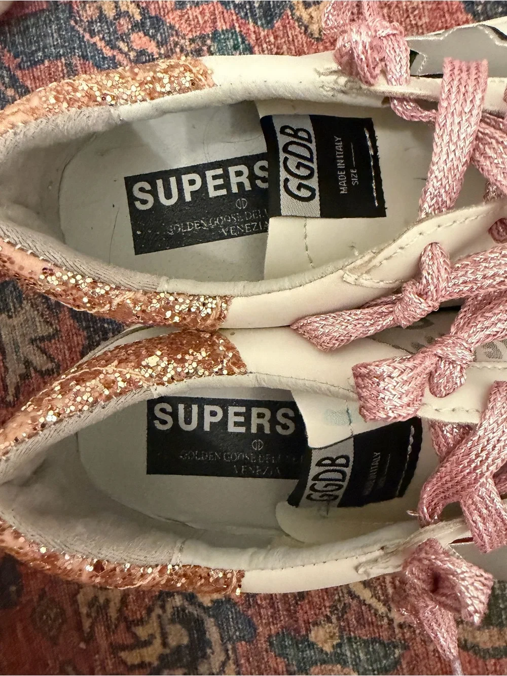 Golden Goose Women’s White Sneakers with Pink Accents